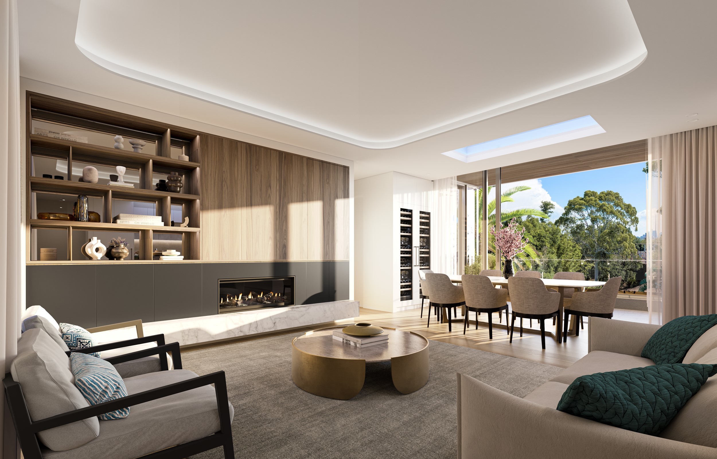 Living space and kitchen